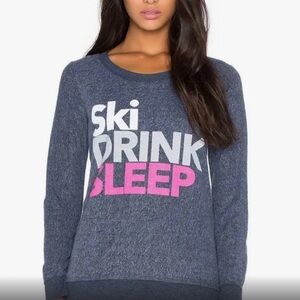 Chaser Ski Drink Sleep Graphic Sweatshirt Navy Size Medium